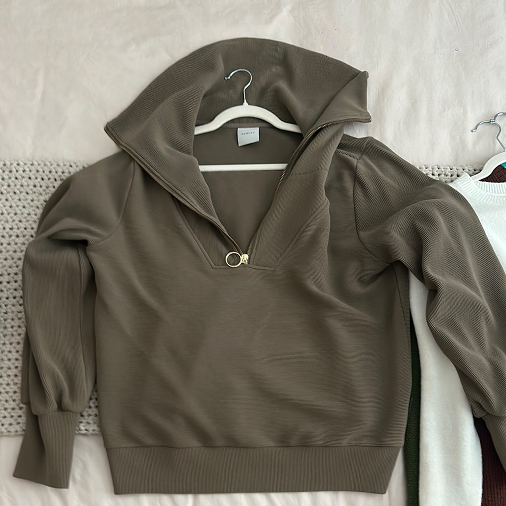 Varley VINE PulloverTaupe/ Olive  Ribbed Sweater